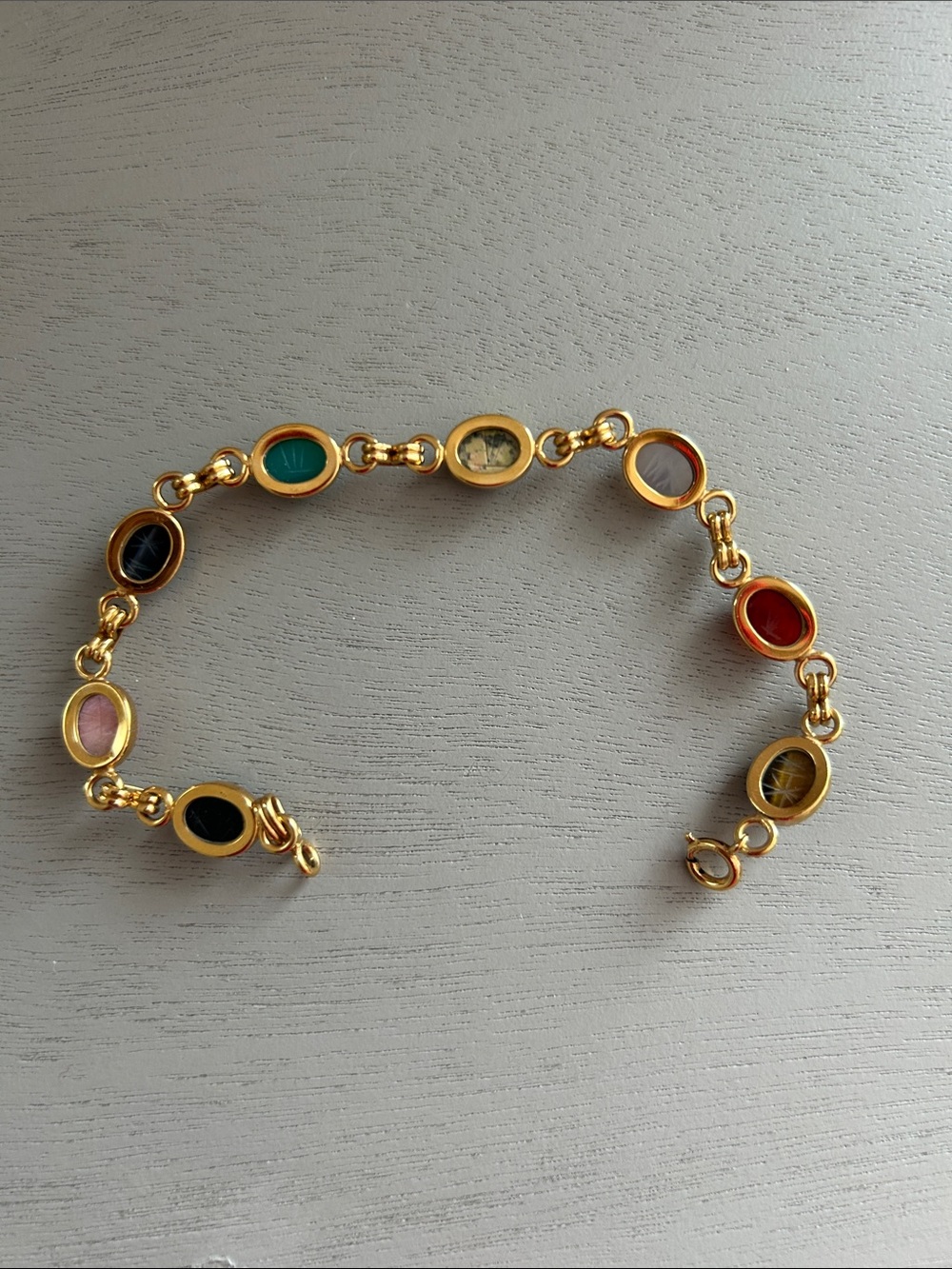 Vintage Scarab Bracelet With Semi Precious Stones - Picture 7 of 8